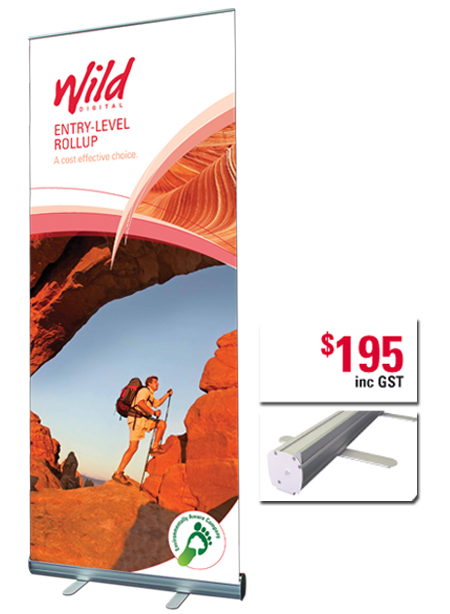 Entry-level rollup bannerstand from Wild Digital